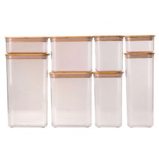 Набор банок для сыпучих продуктов 8 штук емкости с бамбуковой крышкой HP-1303 Набор банок для сыпучих продуктов 8 штук емкости с бамбуковой крышкой HP-1303
