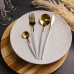 Набор столовых приборов 24 предмета столовый набор на 6 персон Золотистый с белым HP-20-47