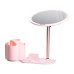 Зеркало для макияжа с подсветкой круглое настольное Ø21 см с подставкой Розовое HP-10-9AP