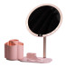 Зеркало для макияжа с подсветкой круглое настольное Ø21 см с подставкой Розовое HP-10-9AP