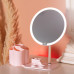 Зеркало для макияжа с подсветкой круглое настольное Ø21 см с подставкой Розовое HP-10-9AP