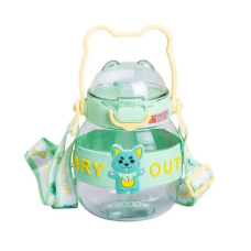 Пляшка для води дитяча з трубочкою 580 мл з ручкою та ремінцем Зелена HP-14-37GR (LG-HP-14-37GR)