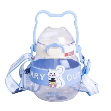 Пляшка для води дитяча з трубочкою 580 мл з ручкою та ремінцем 15 см Синя HP-14-37BL (LG-HP-14-37BL)