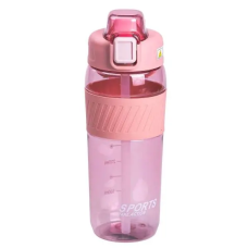 Пляшка для води 600 мл пляшка в школу для тренувань із трубочкою та ручкою 22 см Рожева HP-14-42P (LG-HP-14-42P)