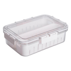 Контейнер для їжі з 2 відсіками 23.5х17х7 см судок для їжі пластиковий 1.4 л Білий HP-27-11 (LG-HP-27-11)