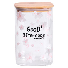 Банка для сипучих продуктів з бамбуковою кришкою 1.2 л ємність для сипучих скло HP-34-23 (LG-HP-34-23)