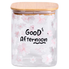 Банка для сипучих продуктів з бамбуковою кришкою 900 мл ємність для сипучих скло HP-34-24 (LG-HP-34-24)