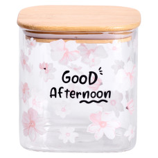 Банка для сипучих продуктів з бамбуковою кришкою 800 мл ємність для сипучих скло HP-34-25 (LG-HP-34-25)