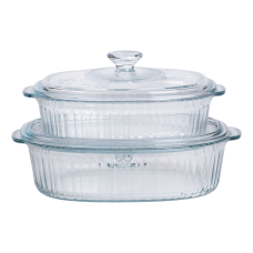 Форми для запікання набір 2 шт скляні з кришками овальні HP-34-27 (LG-HP-34-27)