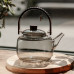 Заварник скляний для чаю 0.8 л Заварний чайник для заварювання з дерев'яною ручкою чорний HP-34-37 (LG-HP-34-37)