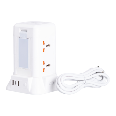 Мережевий фільтр подовжувач 2.8 м з лампою на 6 універсальних розеток з 2 USB, 1 Type-C, бездротова зарядка HP-5-1 (LG-HP-5-1)