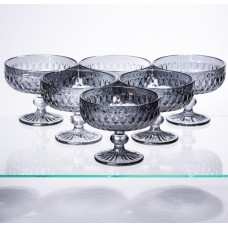 Набір креманок на ніжці 6 шт 300 (мл) Сірий HP-19-118 (LG-HP-19-118)