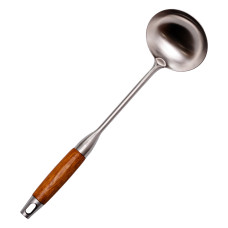 Ополоник металевий кухонний 27 (см) з нержавіючої сталі з дерев'яною ручкою HP-8-45 (LG-HP-8-45)