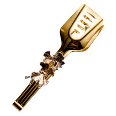 Щипці кухонні металеві 21.5×5 (см) кулінарні щипці для м'яса, риби, гриля кухарські щипці Золотистий HP-8-62 (LG-HP-8-62)