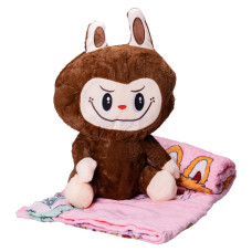 М'яка іграшка-плед, подушка 3 в 1 Лабубу 50 см Коричневий ТМ COLORFUL HOME LAB2BR (LG-LAB2BR)