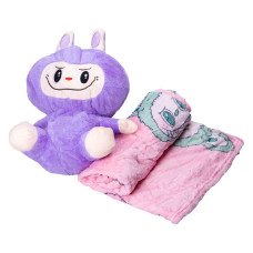 М'яка іграшка-плед, подушка 3 в 1 Лабубу 50 см Фіолетовий ТМ COLORFUL HOME LAB2V (LG-LAB2V)