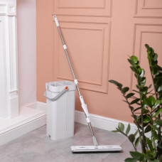 Набір для прибирання з плоскою шваброю та двосекційним відром з віджимом, насадка з мікрофібри, компактний HP-35015-19 (LG-HP-35015-19)