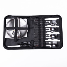 Набір посуду для пікніка на 4 особи 24 предмети Сріблястий HP-21-1 (LG-HP-21-1)