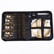 Набір посуду для пікніка на 4 особи 24 предмети Золотистий HP-21-2 (LG-HP-21-2)