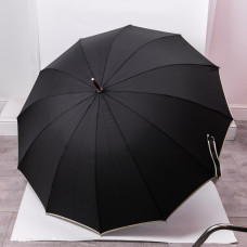 Класична парасолька-тростина з чохлом напівавтомат з поліестеру міцна надійна 12спиць діаметр 120 см Чорний HP-23-16B (LG-HP-23-16B)