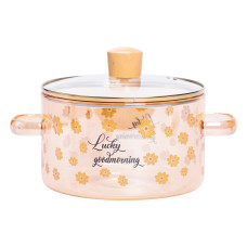 Скляна каструля прозора з кришкою 1.5 (л) жаростійка HP-33-2 (LG-HP-33-2)