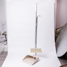Набір віник і совок на довгій ручці для підлоги 25×24×100 см щітка віник для прибирання Бежевий HP-45-15BE (LG-HP-45-15BE)
