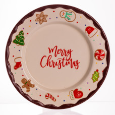 Новорічна тарілка з порцеляни Merry Christmas т Ø27.5 см CR-1-39 (LG-CR-1-39)