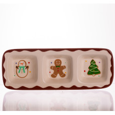 Менажниця порцелянова Merry Christmas на 3 секції 30×11×2.5 (см) прямокутна CR-1-41 (LG-CR-1-41)