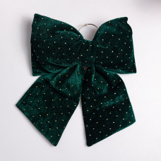 Оксамитовий бант для декору зі стразами на ялинку 35×45 (см) Зелений CR-2-11 (LG-CR-2-11)