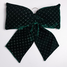 Оксамитовий бант для декору зі стразами та візерунком на ялинку 55×70 (см) Зелений CR-2-17 (LG-CR-2-17)