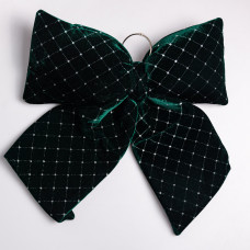 Оксамитовий бант для декору зі стразами та візерунком на ялинку 45×50 (см) Зелений CR-2-18 (LG-CR-2-18)