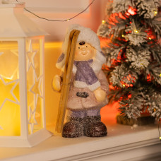 Новорічна фігурка Дівчинка з лижами з фарфору 12×10×22 (см) новорічний декор для дому, квартири, офісу CR-5-2 (LG-CR-5-2)