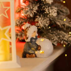 Новорічна фігурка з підсвіткою Дівчинка зі сніговою кулею з фарфори 11×7×12 (см) новорічний декор для дому на подарунок CR-5-12 (LG-CR-5-12)