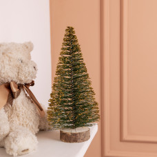 Новорічна настільна ялинка золота Стріла 25 см на дерев'яній підставці SOK-М-12-4 (LG-SOK-М-12-4)