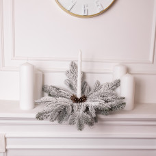 Штучний підсвічник вінок Новорічний з декором засніженим на 1 свічку SOK-O-4 (LG-SOK-O-4)