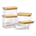 Банки для сипучих продуктів набір з 4 шт пластикові з бамбуковими кришками 0.7 л /1.7 л /2.7 л /3.7 л HP-1301 (LG-HP-1301)
