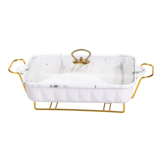 Настільний марміт 2 літри прямокутний порцеляновий 40х22.5х15.5 см на підставці Lugi HP1030 (LG-HP1030)