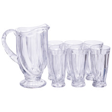 Набір глечик 1 л зі склянками 6 (шт) по 300 мл для напоїв Прозорий HP-19-24 (LG-HP-19-24)