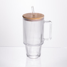 Кружка скляна з кришкою і трубочкою 750 (мл) HP-19-48 (LG-HP-19-48)