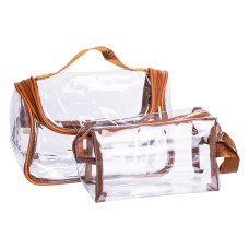 Набір прозорих жіночих косметичок для дому 2 (шт) Коричневий HP-16-3K (LG-HP-16-3K)