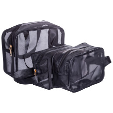 Набір прозорих жіночих косметичок для дому 3 (шт) Чорний HP-16-5K (LG-HP-16-5K)