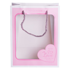 Набір подарункових пакетів з паперу Love з віконцем 12 шт 18×10×23 см HP-10359-17 (LG-HP-10359-17)