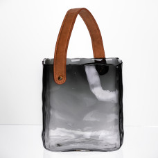 Скляна ваза сумочка з ручкою 16×8×18.5 (см) декоративна Сірий HP-19-156-2 (LG-HP-19-156-2)