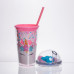 пластиковий стакан з трубочкою і кришкою 400 мл багаторазовий Рожевий HP-18-1P (LG-HP-18-1P)