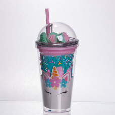 пластиковий стакан з трубочкою і кришкою 400 мл багаторазовий HP-18-1TUP (LG-HP-18-1TUP)