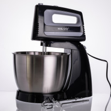 Стаціонарний міксер Sokany CX-6622 з чашею 3,5 л, 400 Вт, 5 швидкостей, 2 насадки Чорний (LG-CX-6622)