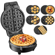Мультипекар Sokany SK-08105 5 в 1 600 Вт з антипригарними панелями: для вафель, коржів, пончиків, горішків, фігурного печива (LG-SK-08105)