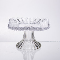 Тортівниця скляна квадратна на ніжці, 16×16 см 64486-17 (LG-64486-17)