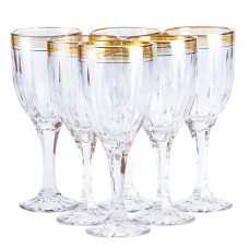 Набір келихів для шампанського 6 штук по 250 мл із золотою облямівкою HP547 (LG-2148787629)