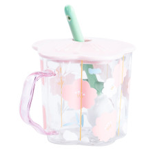Чашка скляна 500 мл з ложкою і кришкою Рожевий HP7213P (LG-2148787692) Чашка скляна 500 мл з ложкою і кришкою Рожевий HP7213P (LG-2148787692)